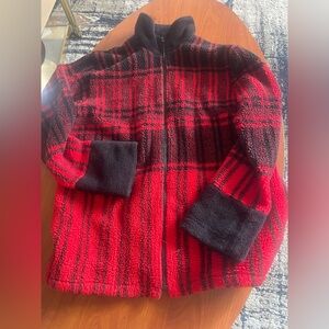 Men's Red and Black Plaid Puffer Jacket